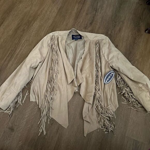 Vintage Scoop Brand Y2K Womens Faux Suede Cropped Fringe Jacket Deadstock  XXXL - Picture 1 of 7